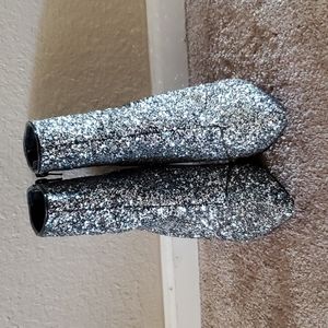 Chunky-Glitter Pointed Boots